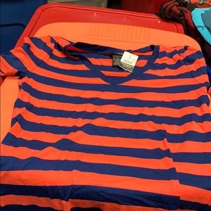 Retro Ladies Striped V Neck Pullover Large Rue 21